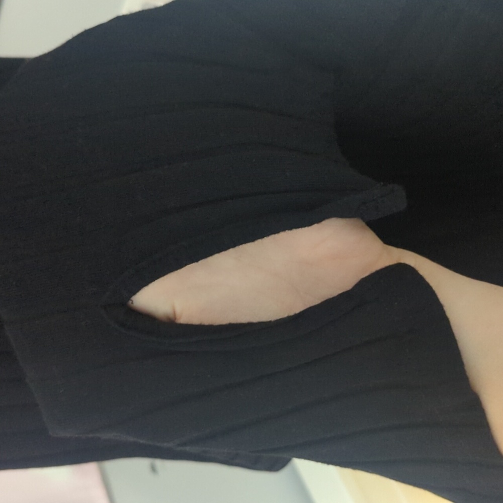 Ribbed Knit Bodycon Mini Dress with M Slits - Picture 4 of 4
